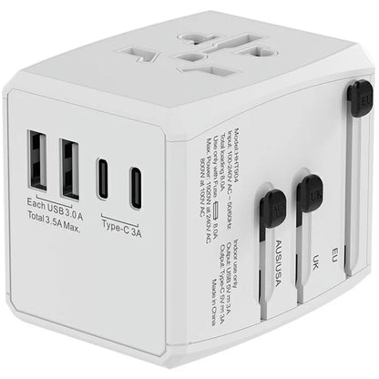 HH904 Worldwide Travel Charge Adapter Wall Plug Converter with 2 USB + 2 Type-C