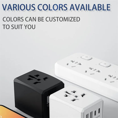 HH904 Worldwide Travel Charge Adapter Wall Plug Converter with 2 USB + 2 Type-C
