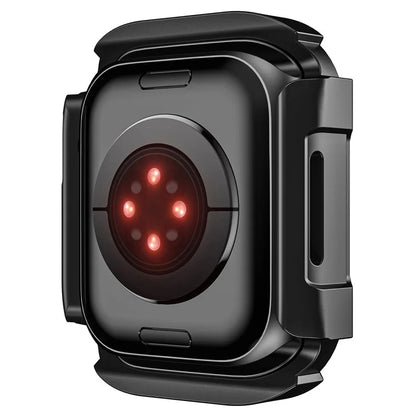 For Apple Watch Series 9 / 8 / 7 41mm Watch Case PC Frame Cover with Tempered Glass Screen Film - Black
