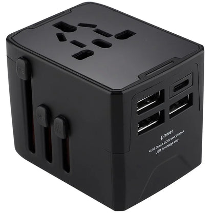 HHT520 Universal Global Travel Power Adapter Type-C + 3xUSB Charger Plug Converter