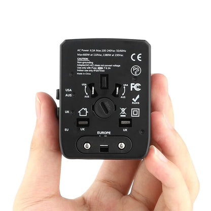 HHT520 Universal Global Travel Power Adapter Type-C + 3xUSB Charger Plug Converter