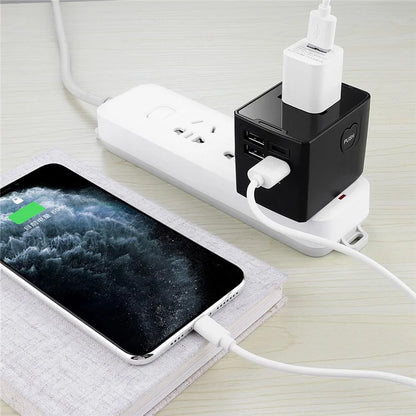 HHT520 Universal Global Travel Power Adapter Type-C + 3xUSB Charger Plug Converter