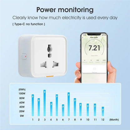MG-CZ107W Smart Home WiFi Socket Power Outlet Tuya APP Voice Control Timer Plug, UK Plug