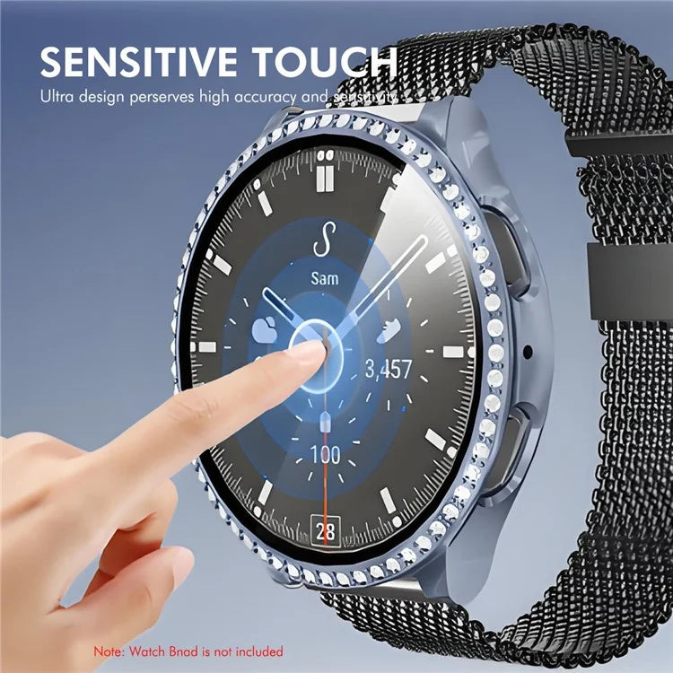 ENKAY HAT PRINCE For Samsung Galaxy Watch7 44mm PC Watch Case Rhinestone Decor with Screen Film