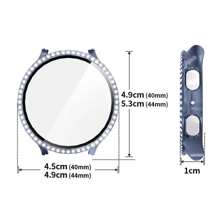 ENKAY HAT PRINCE For Samsung Galaxy Watch7 40mm PC Case Rhinestone Decor Watch Cover with Screen Film