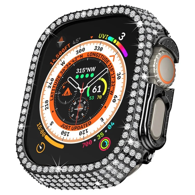 For Apple Watch Ultra 2 / Ultra 49mm PC Watch Case Rhinestone Decor Hollow Watch Frame