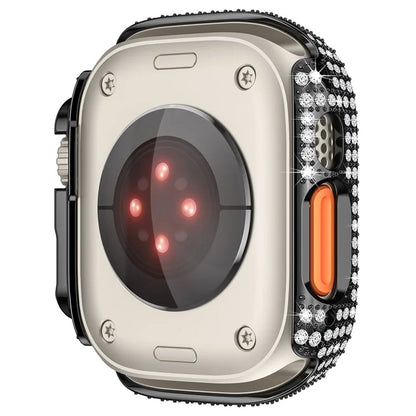 For Apple Watch Ultra 2 / Ultra 49mm PC Watch Case Rhinestone Decor Hollow Watch Frame