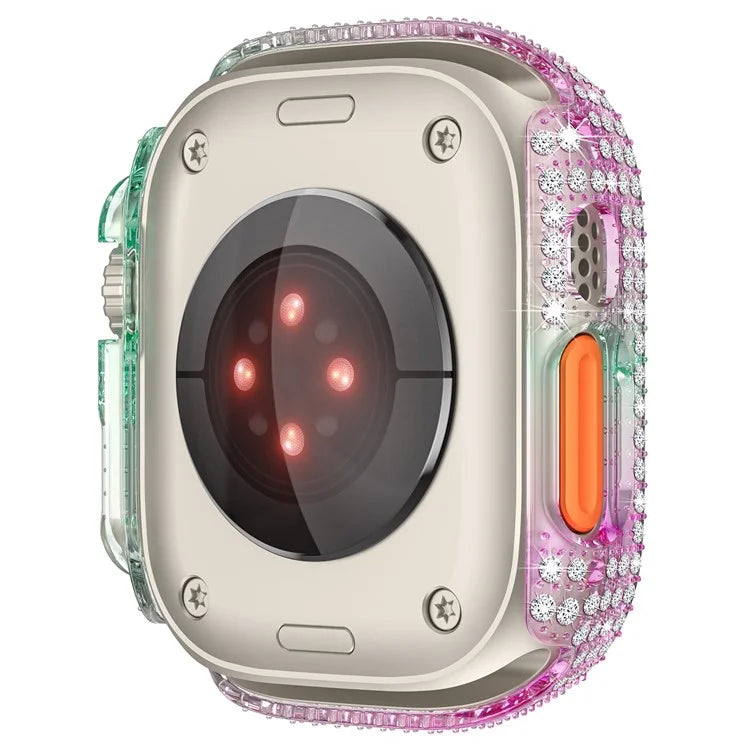 For Apple Watch Ultra 2 / Ultra 49mm PC Watch Case Rhinestone Decor Hollow Watch Frame