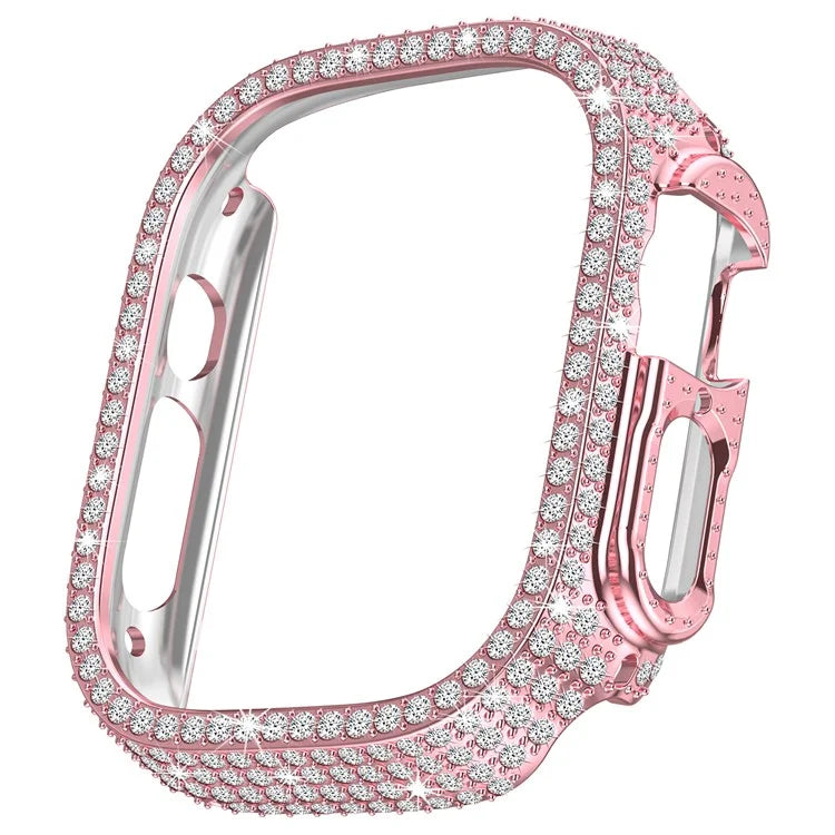 For Apple Watch Ultra 2 / Ultra 49mm PC Watch Case Rhinestone Decor Hollow Watch Frame