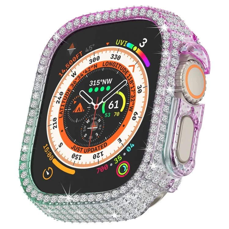 For Apple Watch Ultra 2 / Ultra 49mm PC Watch Case Rhinestone Decor Hollow Watch Frame