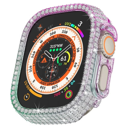 For Apple Watch Ultra 2 / Ultra 49mm PC Watch Case Rhinestone Decor Hollow Watch Frame