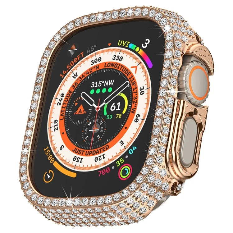 For Apple Watch Ultra 2 / Ultra 49mm PC Watch Case Rhinestone Decor Hollow Watch Frame