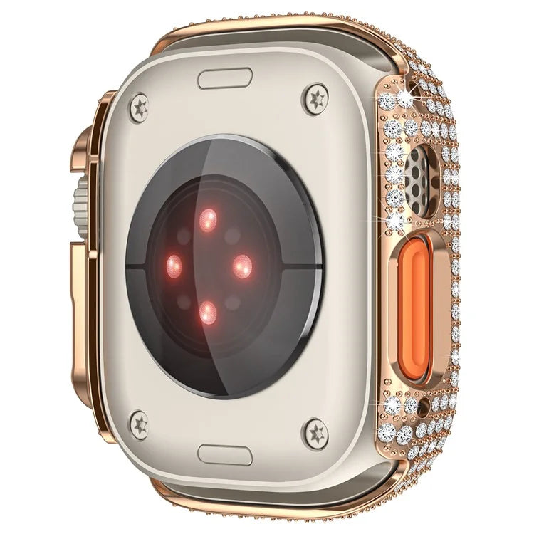 For Apple Watch Ultra 2 / Ultra 49mm PC Watch Case Rhinestone Decor Hollow Watch Frame