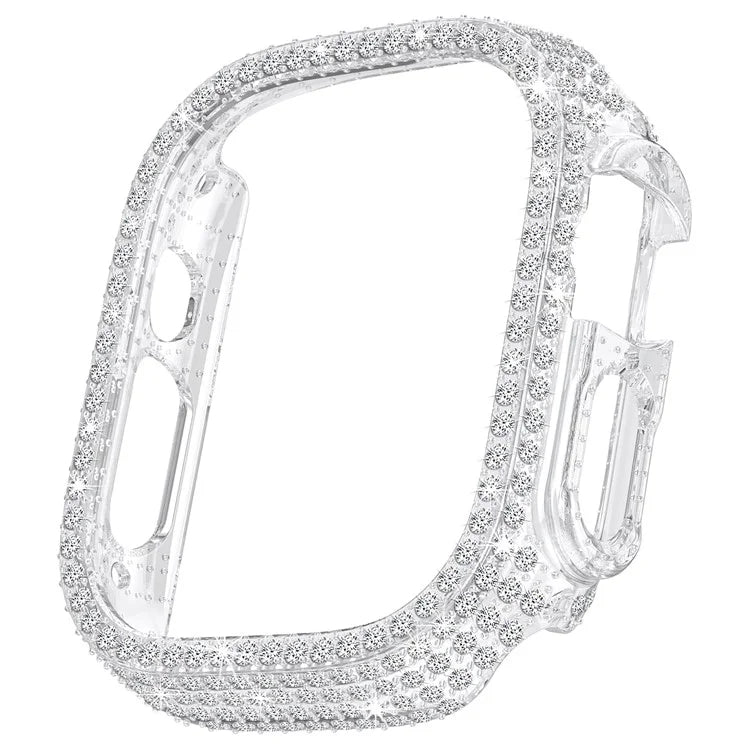 For Apple Watch Ultra 2 / Ultra 49mm PC Watch Case Rhinestone Decor Hollow Watch Frame