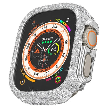 For Apple Watch Ultra 2 / Ultra 49mm PC Watch Case Rhinestone Decor Hollow Watch Frame