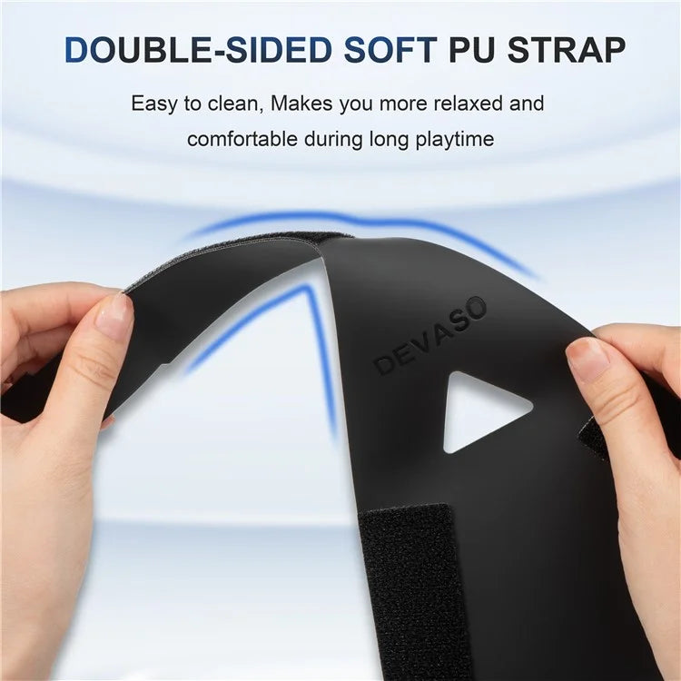 DEVASO For Sony Playstation VR2 Head Strap Double-Sided PU Leather Adjustable VR Headband Accessories
