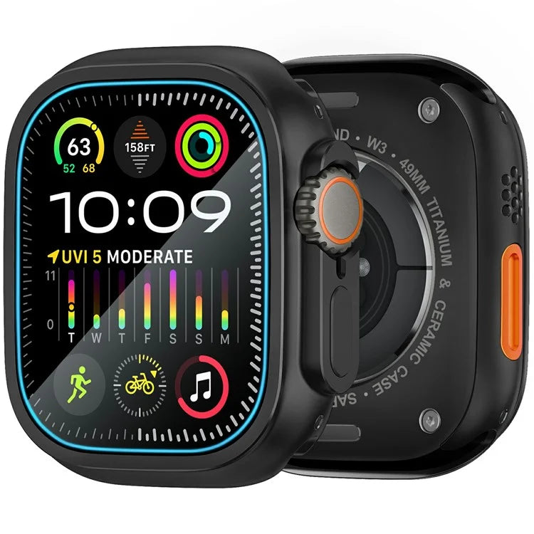 AMBAND W1 For Apple Watch Ultra 49mm Metal Watch Cover Protective Case with Tempered Glass Screen Film