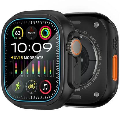 AMBAND W1 For Apple Watch Ultra 49mm Metal Watch Cover Protective Case with Tempered Glass Screen Film