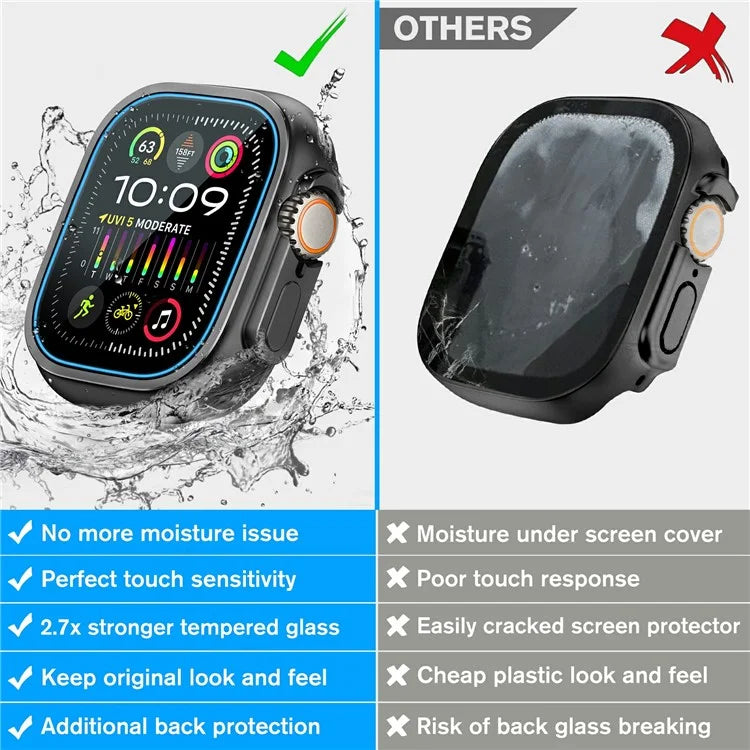 AMBAND W1 For Apple Watch Ultra 49mm Metal Watch Cover Protective Case with Tempered Glass Screen Film