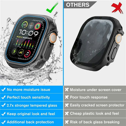 AMBAND W1 For Apple Watch Ultra 49mm Metal Watch Cover Protective Case with Tempered Glass Screen Film