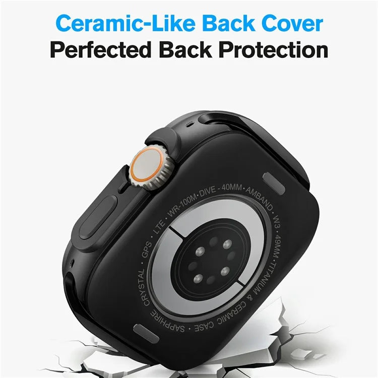 AMBAND W1 For Apple Watch Ultra 49mm Metal Watch Cover Protective Case with Tempered Glass Screen Film