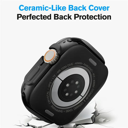 AMBAND W1 For Apple Watch Ultra 49mm Metal Watch Cover Protective Case with Tempered Glass Screen Film