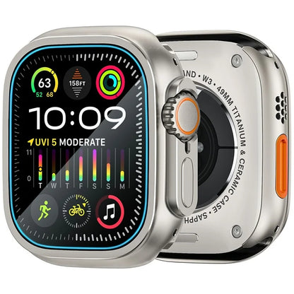 AMBAND W1 For Apple Watch Ultra 49mm Metal Watch Cover Protective Case with Tempered Glass Screen Film