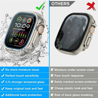 AMBAND W1 For Apple Watch Ultra 49mm Metal Watch Cover Protective Case with Tempered Glass Screen Film