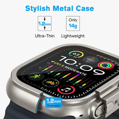 AMBAND W1 For Apple Watch Ultra 49mm Metal Watch Cover Protective Case with Tempered Glass Screen Film