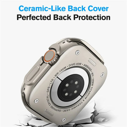AMBAND W1 For Apple Watch Ultra 49mm Metal Watch Cover Protective Case with Tempered Glass Screen Film