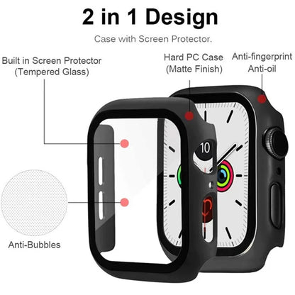For Apple Watch Series 10 46mm Protective Case All-Around Hard PC Watch Cover with Tempered Glass Film