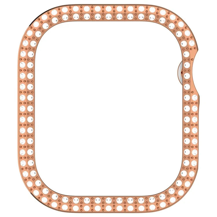For Apple Watch Series 10 42mm Double Row Rhinestone Decor Hollow-Out Cover PC Watch Frame Case