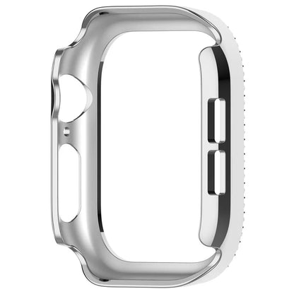 For Apple Watch Series 10 42mm Double Row Rhinestone Decor Hollow-Out Cover PC Watch Frame Case