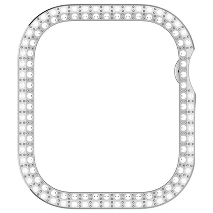 For Apple Watch Series 10 42mm Double Row Rhinestone Decor Hollow-Out Cover PC Watch Frame Case