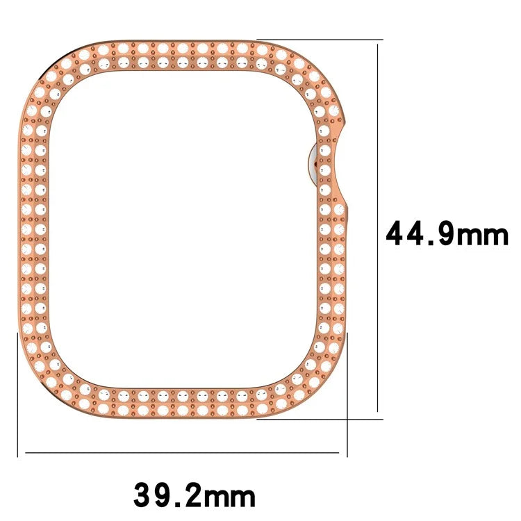 For Apple Watch Series 10 42mm Double Row Rhinestone Decor Hollow-Out Cover PC Watch Frame Case