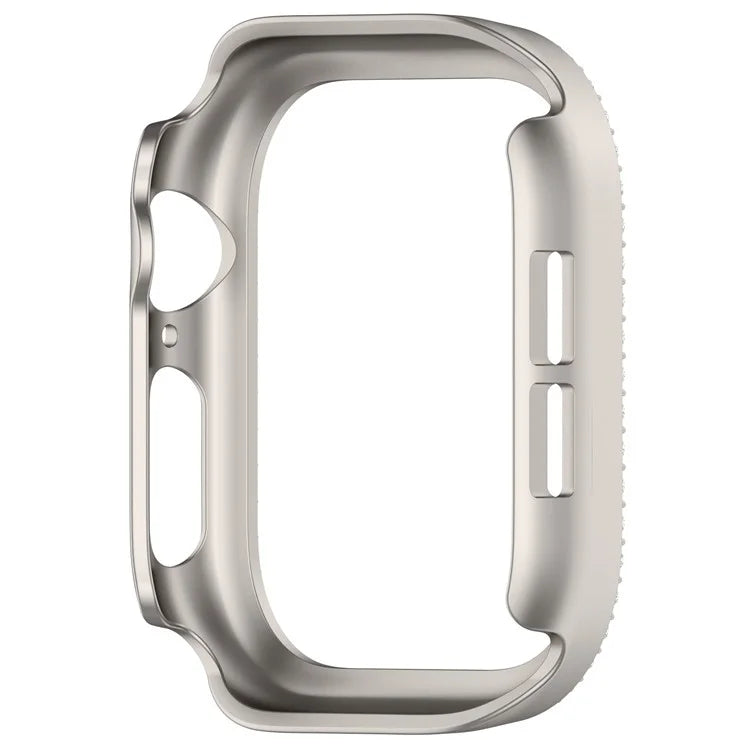 For Apple Watch Series 10 42mm Double Row Rhinestone Decor Hollow-Out Cover PC Watch Frame Case