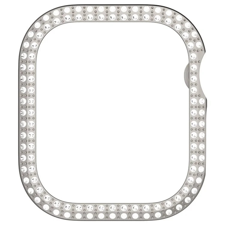For Apple Watch Series 10 42mm Double Row Rhinestone Decor Hollow-Out Cover PC Watch Frame Case