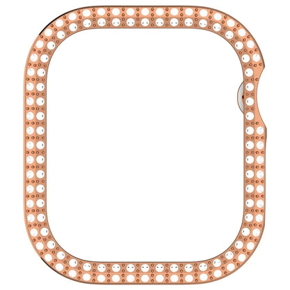 For Apple Watch Series 10 46mm Double Row Rhinestone Decor Hollow-Out Cover PC Watch Frame Case