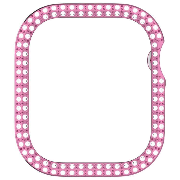 For Apple Watch Series 10 46mm Double Row Rhinestone Decor Hollow-Out Cover PC Watch Frame Case