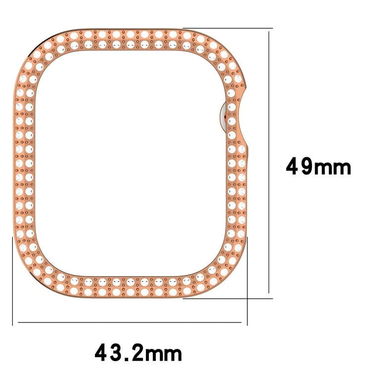 For Apple Watch Series 10 46mm Double Row Rhinestone Decor Hollow-Out Cover PC Watch Frame Case
