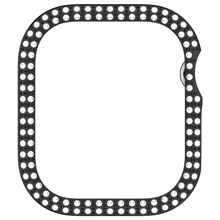 For Apple Watch Series 10 46mm Double Row Rhinestone Decor Hollow-Out Cover PC Watch Frame Case