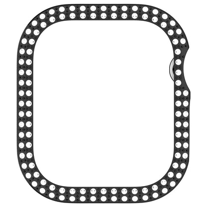 For Apple Watch Series 10 46mm Double Row Rhinestone Decor Hollow-Out Cover PC Watch Frame Case