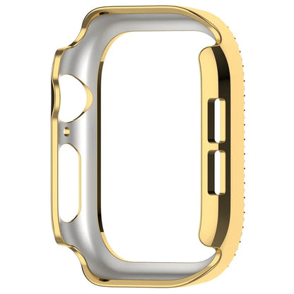 For Apple Watch Series 10 46mm Double Row Rhinestone Decor Hollow-Out Cover PC Watch Frame Case