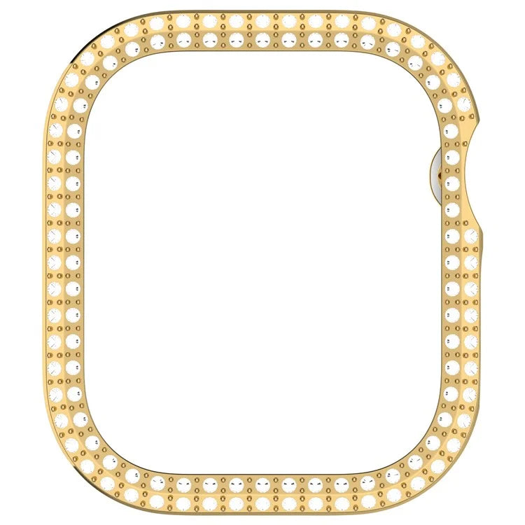 For Apple Watch Series 10 46mm Double Row Rhinestone Decor Hollow-Out Cover PC Watch Frame Case