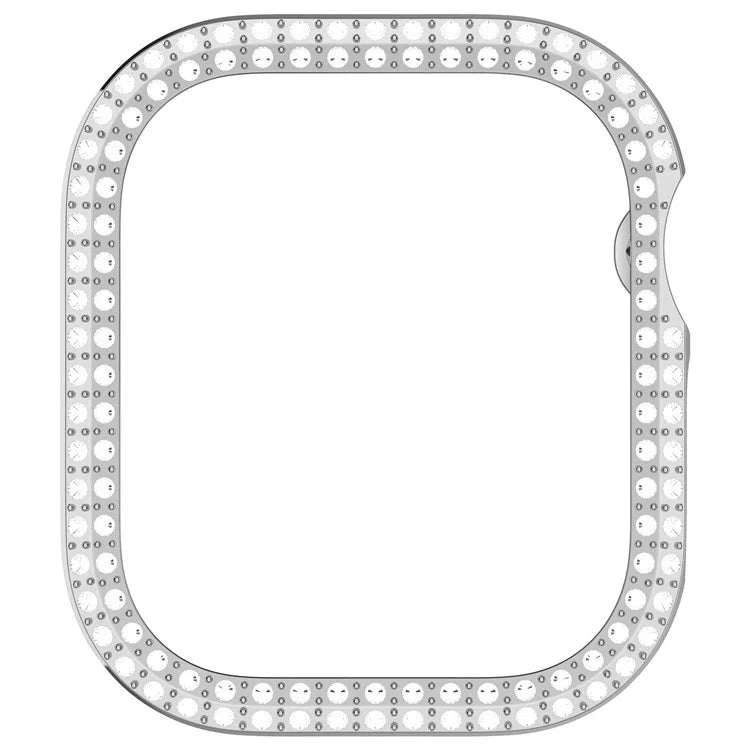 For Apple Watch Series 10 46mm Double Row Rhinestone Decor Hollow-Out Cover PC Watch Frame Case