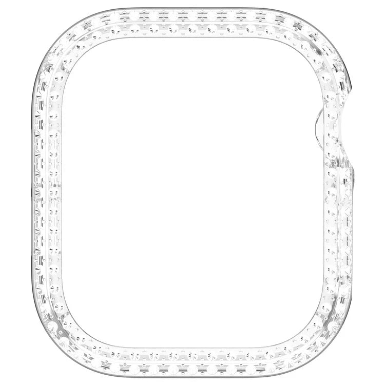 For Apple Watch Series 10 46mm Double Row Rhinestone Decor Hollow-Out Cover PC Watch Frame Case