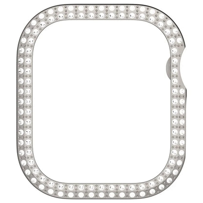 For Apple Watch Series 10 46mm Double Row Rhinestone Decor Hollow-Out Cover PC Watch Frame Case