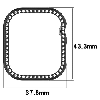 For Apple Watch Series 10 42mm Single Row Rhinestone Decor Hollow-Out Cover PC Watch Frame Case