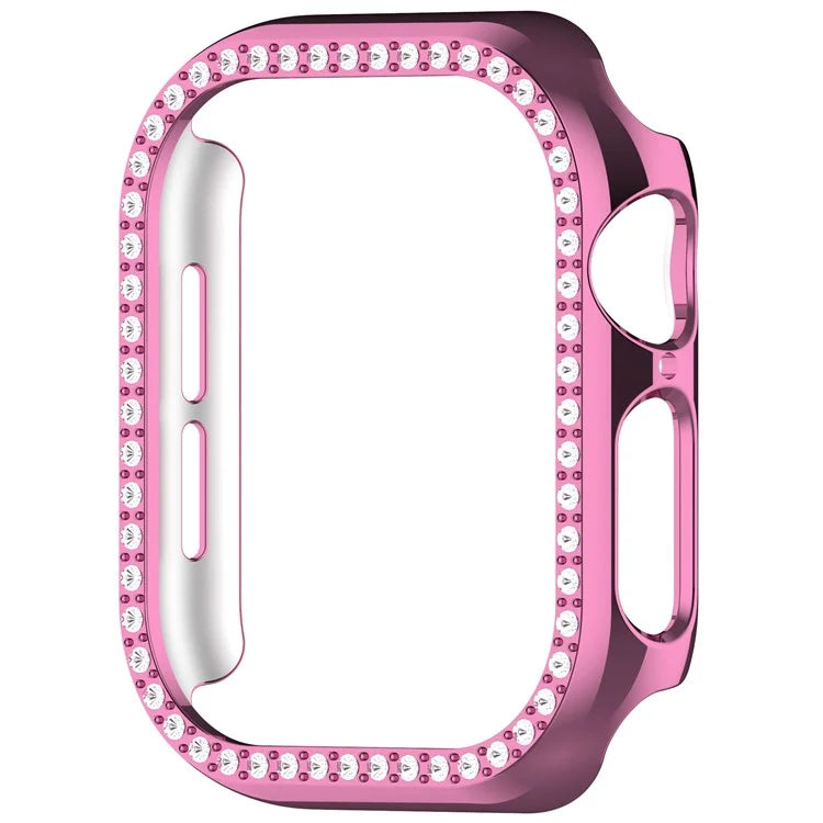 For Apple Watch Series 10 42mm Single Row Rhinestone Decor Hollow-Out Cover PC Watch Frame Case