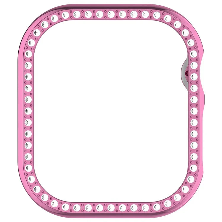 For Apple Watch Series 10 42mm Single Row Rhinestone Decor Hollow-Out Cover PC Watch Frame Case